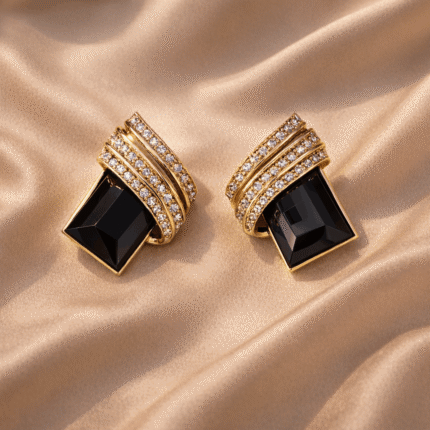 Noir Crystal Square Stud