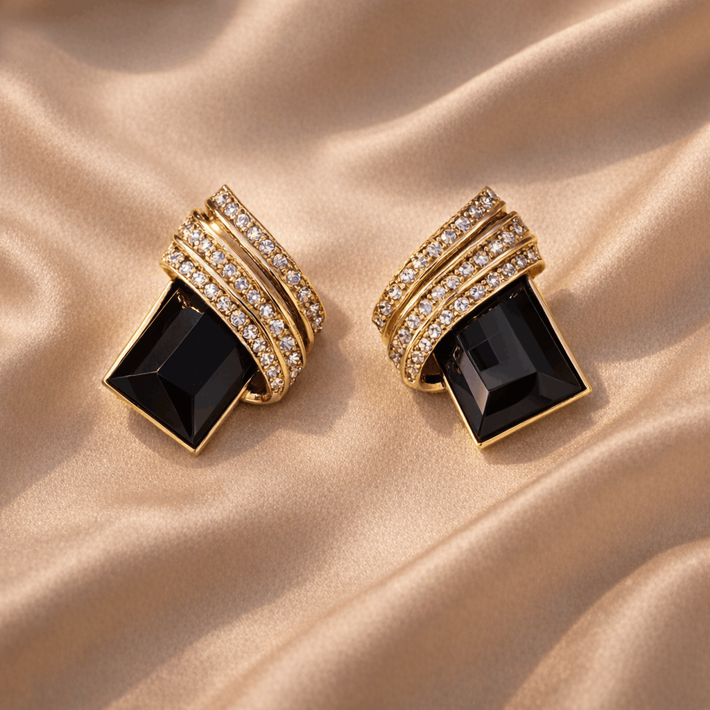 compresed Noir Crystal Square Stud - Image 1