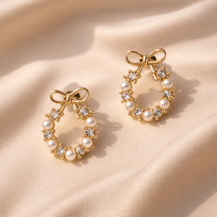 Aurelia Pearl Halo Bow Earrings