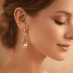 Pearl Crystal Drop Earrings - Image 3