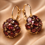 Crimson Royale Cluster Drop Earrings - Image 4