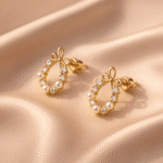 Aurelia Pearl Halo Bow Earrings - Image 4