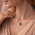Aveline Sapphire Halo Pendant - Image 3