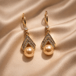 Pearl Crystal Drop Earrings - Image 2