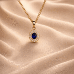 Aveline Sapphire Halo Pendant - Image 4