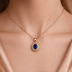 Aveline Sapphire Halo Pendant - Image 5