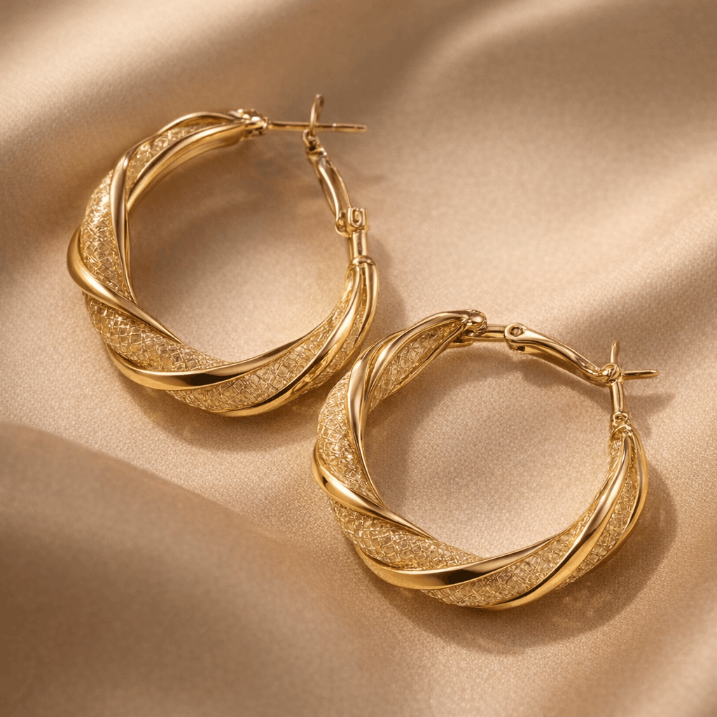 compresed (4) Twisted Gilded Hoops - Image 1