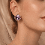 Regal Amethyst Halo Studs - Image 3