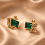 Emerald Crystal Stud Earrings - Image 3