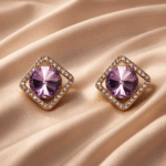 Regal Amethyst Halo Studs
