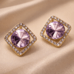 Regal Amethyst Halo Studs - Image 2