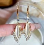 Aurelia Crystal Leaf Drop Earrings - Image 3
