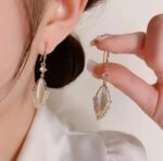 Aurelia Crystal Leaf Drop Earrings - Image 4