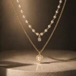 Pearl Strand & Crystal Heart Pendant Layered Necklace - Image 2