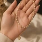 Pearl Strand & Crystal Heart Pendant Layered Necklace - Image 3
