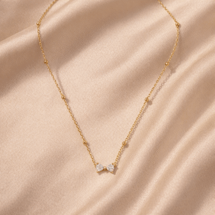 Sparkling Crystal Bow Satellite Chain Necklace