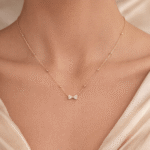 Sparkling Crystal Bow Satellite Chain Necklace - Image 4