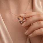 Leaf Blossom Pendant Necklace - Sapphire Blue Edition - Image 2