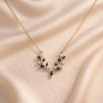 Leaf Blossom Pendant Necklace - Sapphire Blue Edition