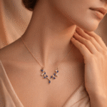 Leaf Blossom Pendant Necklace - Sapphire Blue Edition - Image 3