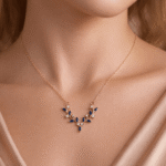 Leaf Blossom Pendant Necklace - Sapphire Blue Edition - Image 4