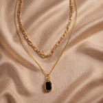 The Noir Emerald-Cut Layered Pendant Necklace - Image 2
