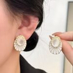 Opaline Radiance Shell Stud Earrings - Image 2