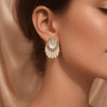 Opaline Radiance Shell Stud Earrings - Image 4