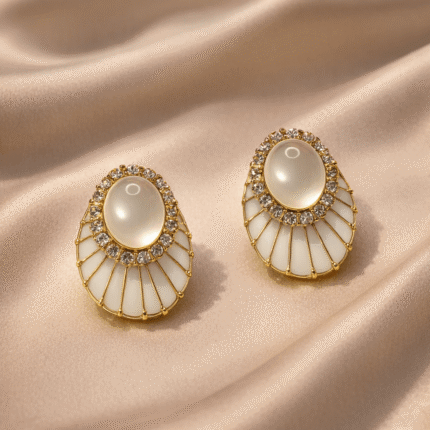 Opaline Radiance Shell Stud Earrings