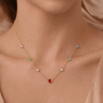 Kaleidoscope Multicolor Zircon Station Chain Necklace - Image 4