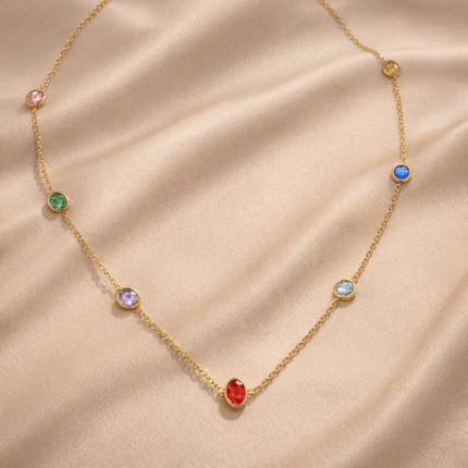 Kaleidoscope Multicolor Zircon Station Chain Necklace