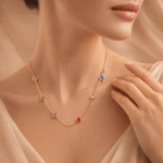 Kaleidoscope Multicolor Zircon Station Chain Necklace - Image 3