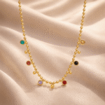 Rainbow Prism Beaded Chain Charm Necklace