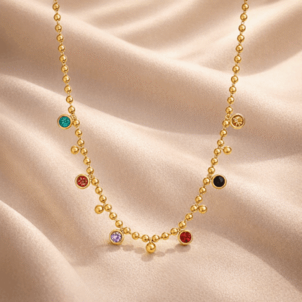 Rainbow Prism Beaded Chain Charm Necklace