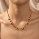 Rainbow Prism Beaded Chain Charm Necklace - Image 2