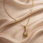 Vintage Filigree Teardrop Crystal Pendant Necklace