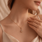 Vintage Filigree Teardrop Crystal Pendant Necklace - Image 2