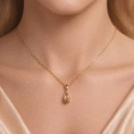 Vintage Filigree Teardrop Crystal Pendant Necklace - Image 3
