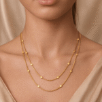 Geometric Cube Bead Double Snake Chain Necklace - Image 2