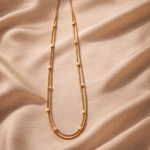 Geometric Cube Bead Double Snake Chain Necklace - Image 3